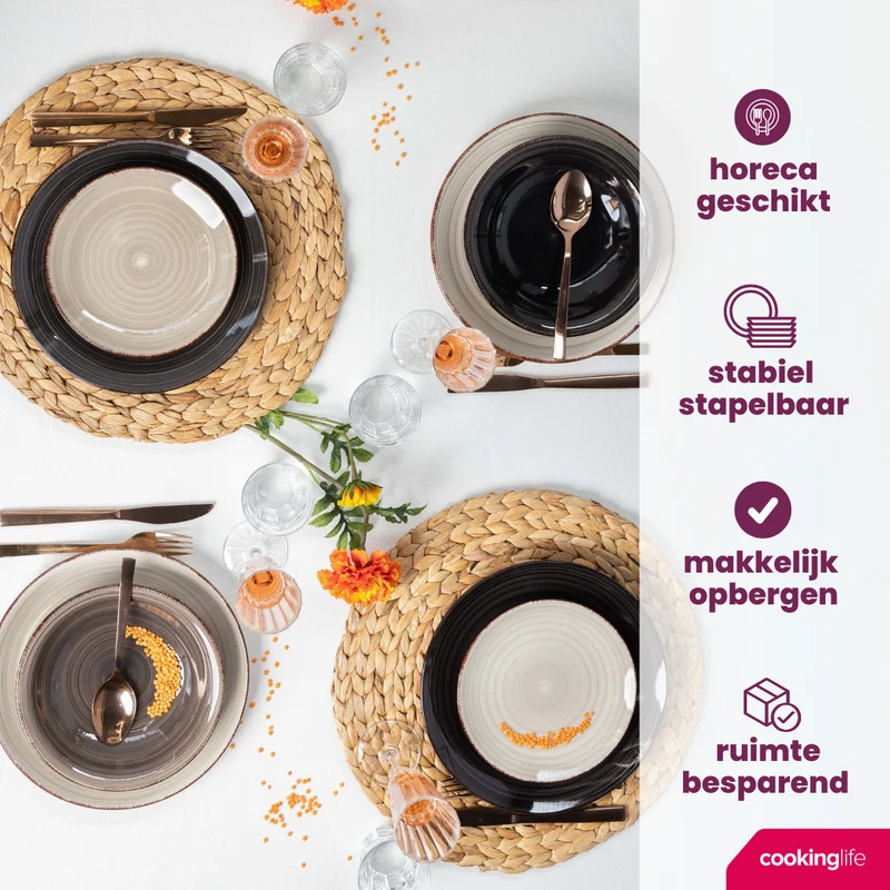 Cookinglife Speiseteller Delice Grau ø 26,5 cm - 6 Stück