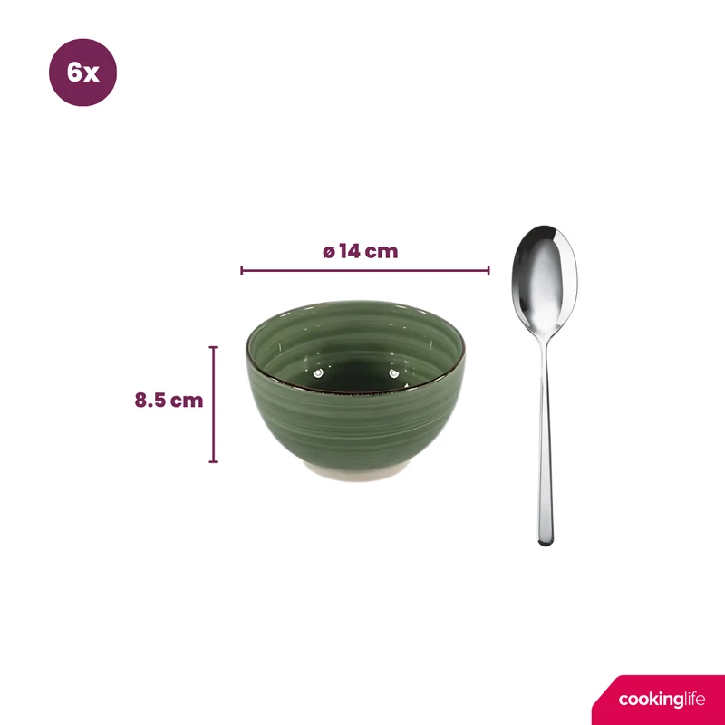 Cookinglife Suppenschalen / Schalen Delice Grün ø 14 cm - 6 Stück