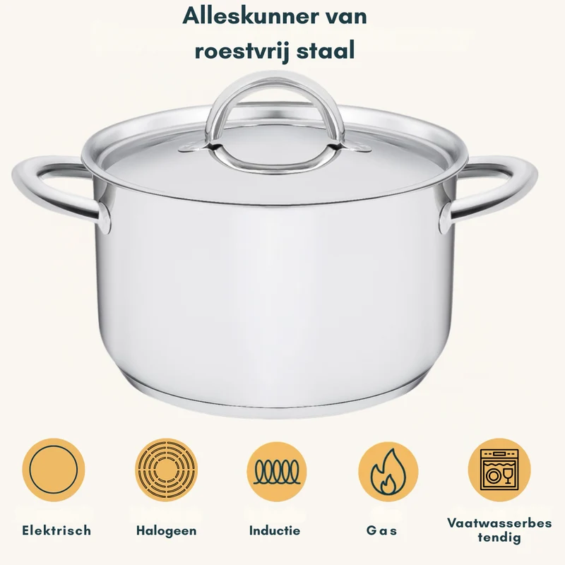 Sola Blizz 4-teiliges Edelstahl-Topfset – Stielkasserolle ø 16, 18, 20 cm & Stielkasserolle ø 16 cm – geeignet für alle Herdarten