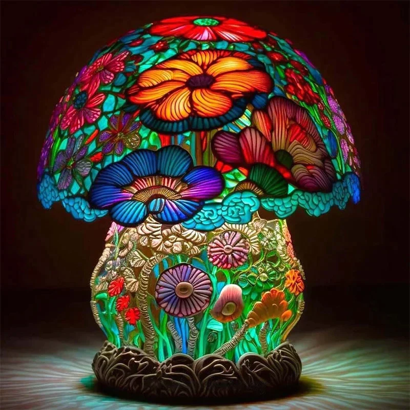 Rustgevend Dimbare Kleurrijke Glas-in-lood Lamp