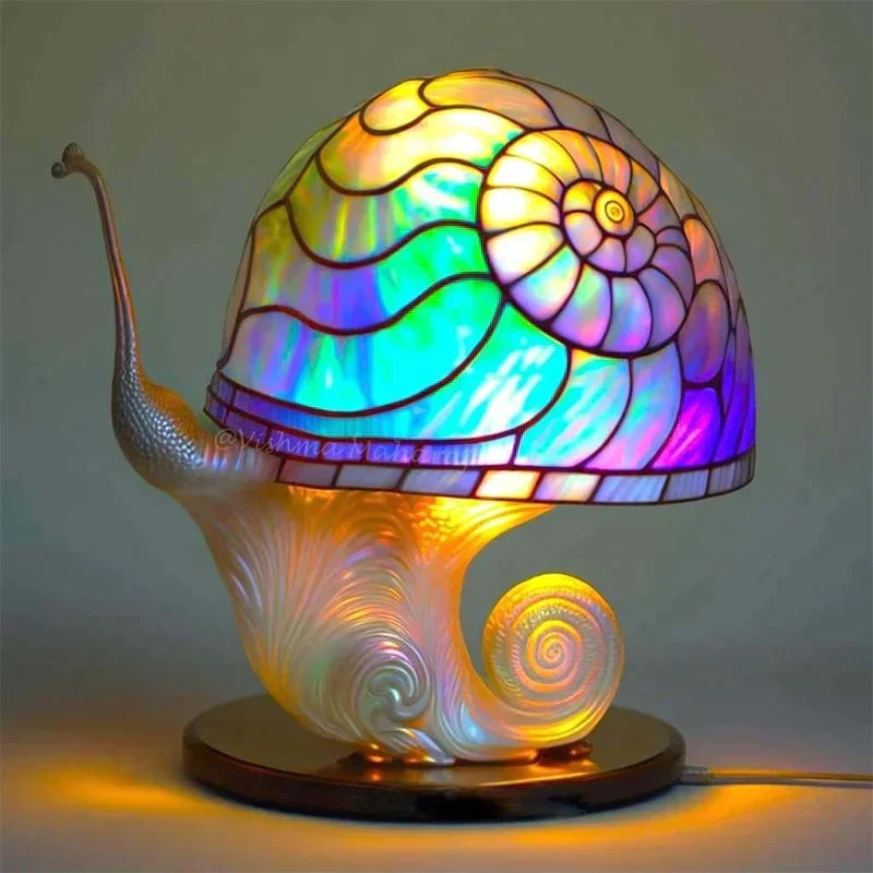 Rustgevend Dimbare Kleurrijke Glas-in-lood Lamp
