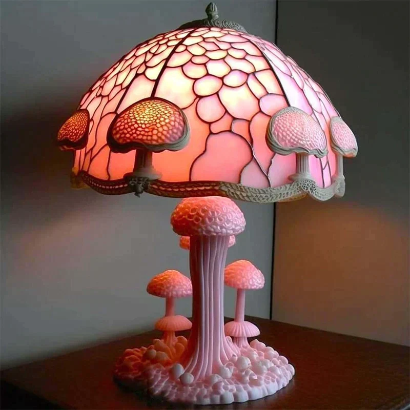 Rustgevend Dimbare Kleurrijke Glas-in-lood Lamp