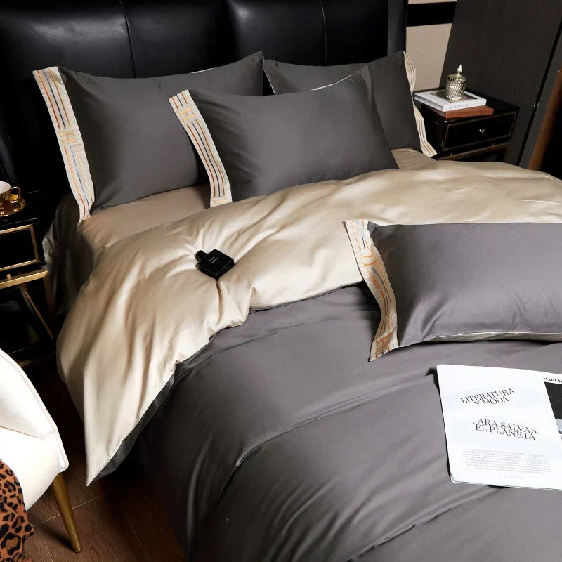 Luxe Satijn Katoenen Dekbedovertrek Set voor Slaapkamer