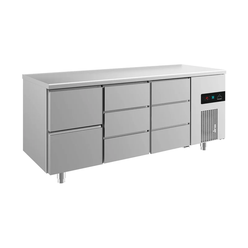 Kühltisch -2 bis +8°C 1865x700x850mm mit 1x zwei Schubladen und 2x drei Schubladen – Art.-Nr. KT3ZDD