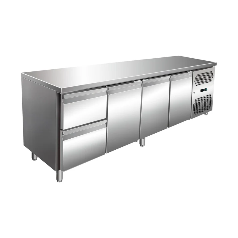 VIP Kühltisch mit 4 Türen und Aufkantung -2 bis +8°C 2230x700x860 mm