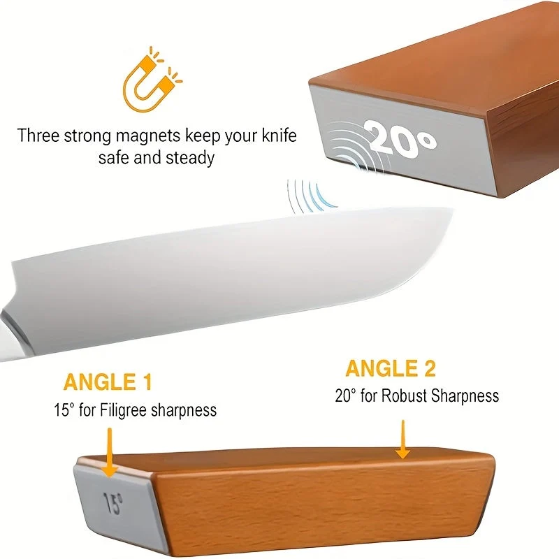 EdgeCraft DuoSharp Slijpsteenset met Magnetische Houder voor Hoeken van 15° en 20° voor Hout en Metaal