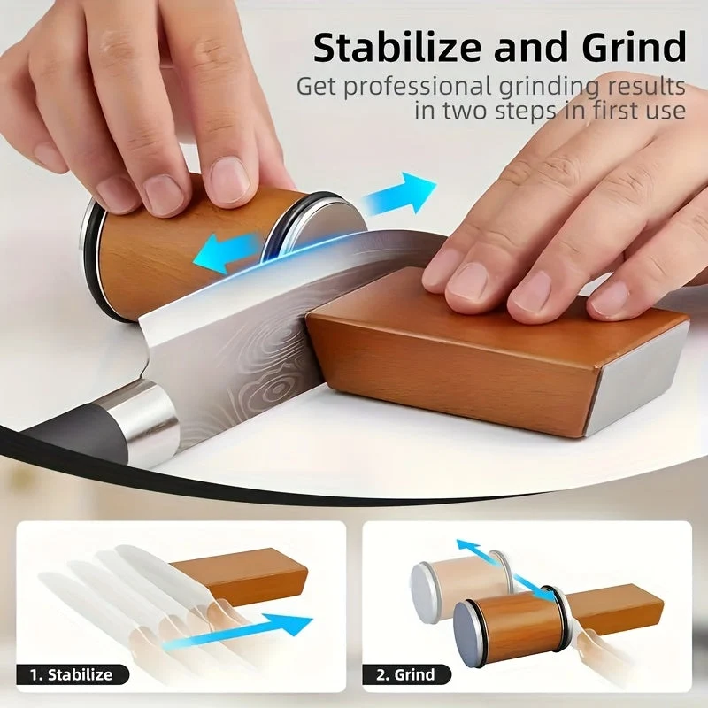 EdgeCraft DuoSharp Slijpsteenset met Magnetische Houder voor Hoeken van 15° en 20° voor Hout en Metaal