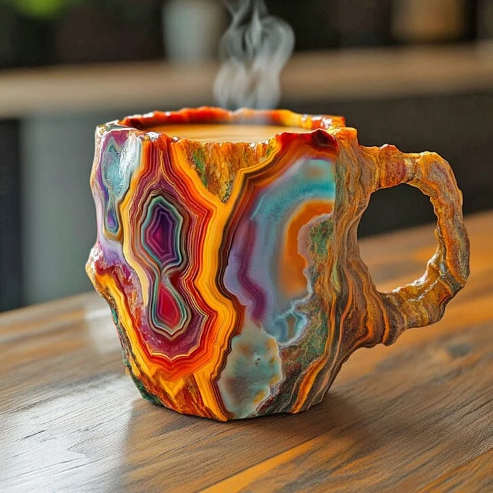 Handgemaakte Koffiemokken van Mineraalkristal, Geïsoleerd, Magnetronbestendig, 350-450 ml