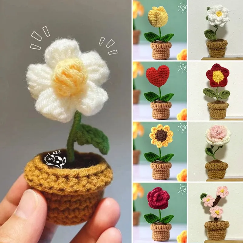 Handgemaakte gebreide bloemen