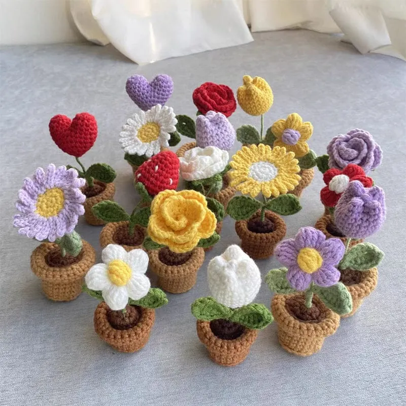 Handgemaakte gebreide bloemen