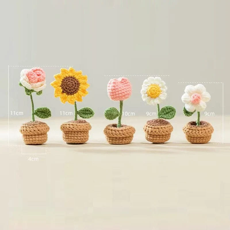 Handgemaakte gebreide bloemen