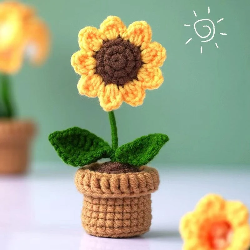 Handgemaakte gebreide bloemen