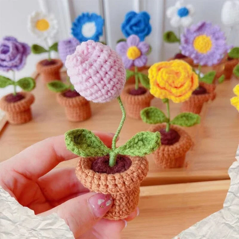 Handgemaakte gebreide bloemen