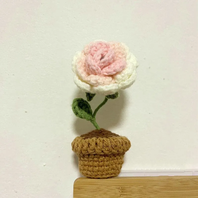 Handgemaakte gebreide bloemen