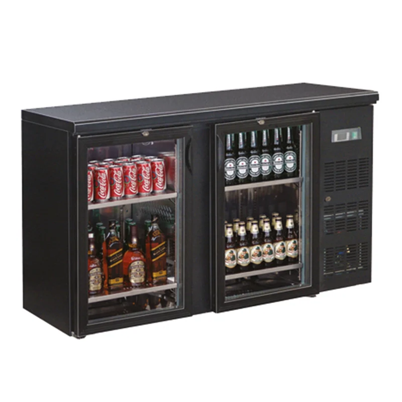 Flaschennkühltisch 226 Liter – Schwarz – 2 Glastüren – 1460 x 530 x 870 mm