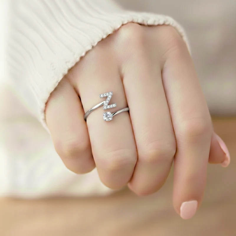 MonoCharm | Verstelbare Initial Ring Classic met Cadeau Doos en Kaart Bericht