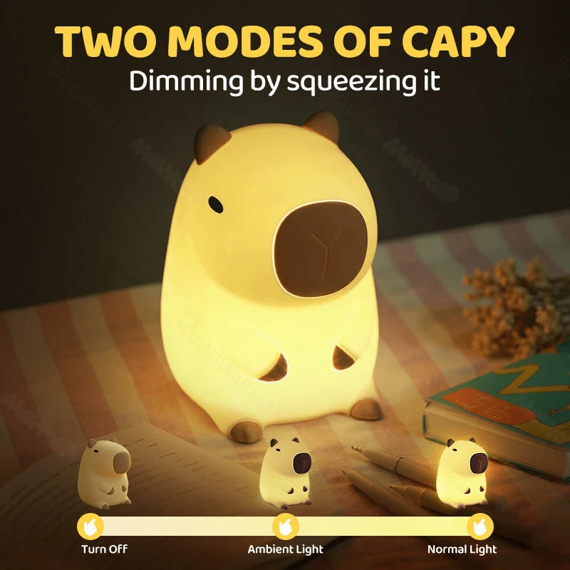 SquishBara | Capybara Squishy Nachtlampje Ideaal Cadeau voor Alle Leeftijden