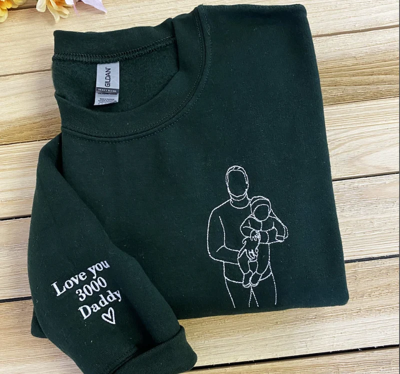 StitchPortrait | Aangepaste Geborduurde Portret Sweatshirt Koppels Familie Hoodie