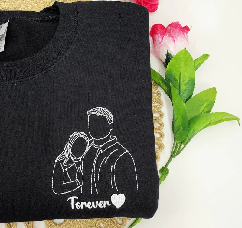 StitchPortrait | Aangepaste Geborduurde Portret Sweatshirt Koppels Familie Hoodie