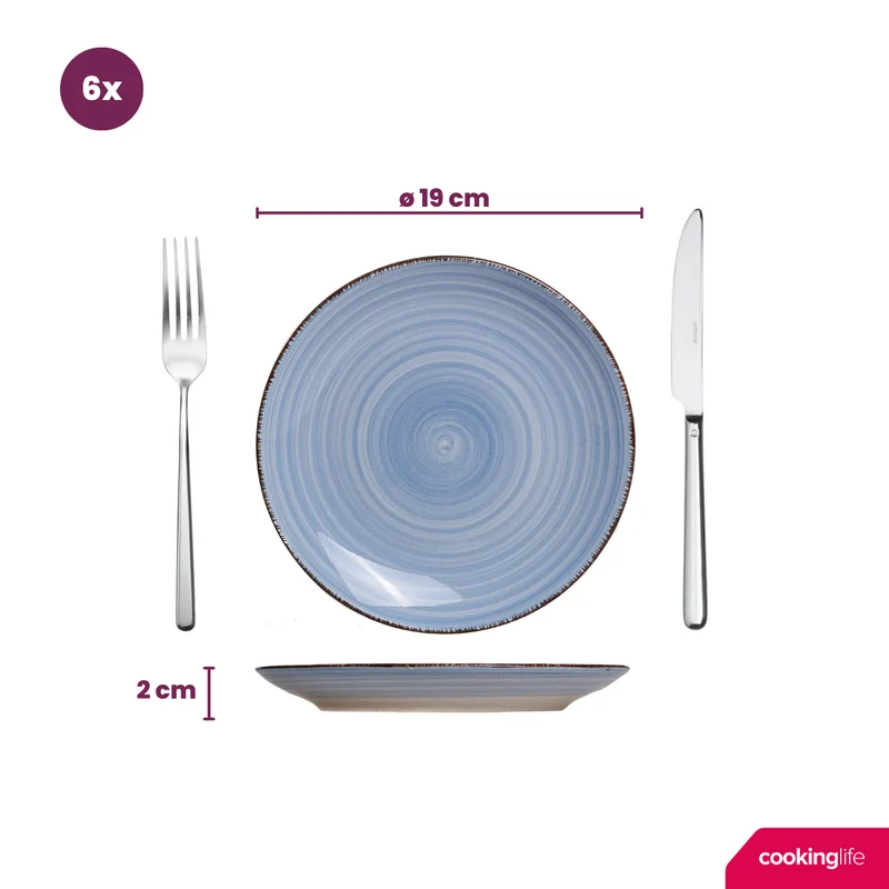 Cookinglife Frühstücksteller / Dessertteller Delice Blau ø 19 cm - 6 Stück