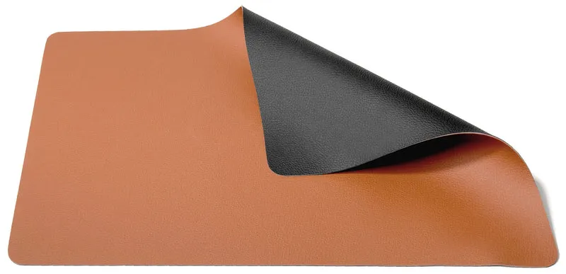 Cookinglife Tischsets - Doppelseitig - Veganes Leder - Cognac / Schwarz 46 x 33 cm - 6 Stück