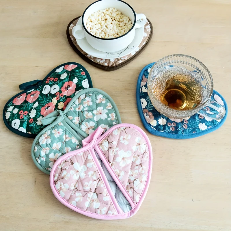 KeukenHart Hittebestendige Ovenwant-Set – Decoratieve Hartvormige GripPads