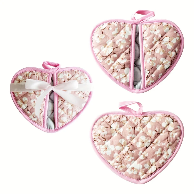 KeukenHart Hittebestendige Ovenwant-Set – Decoratieve Hartvormige GripPads