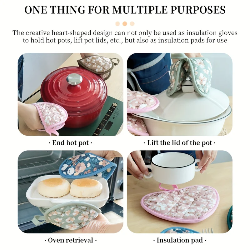KeukenHart Hittebestendige Ovenwant-Set – Decoratieve Hartvormige GripPads