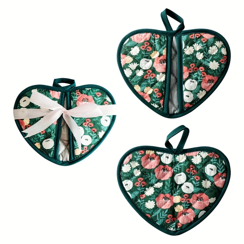KeukenHart Hittebestendige Ovenwant-Set – Decoratieve Hartvormige GripPads
