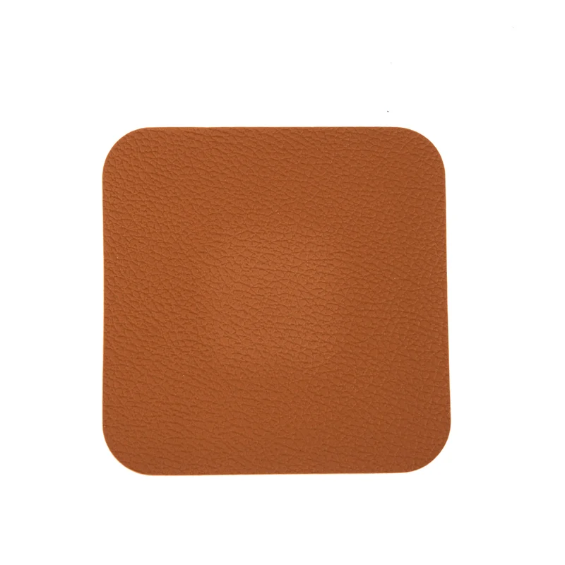 Cookinglife Untersetzer - Veganes Leder - Schwarz / Cognac - doppelseitig - 10 x 10 cm - 6 Stück