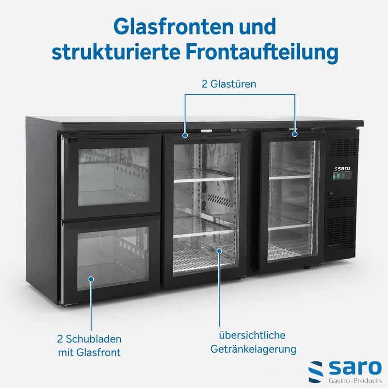 Saro Barkühler mit 2 Glastüren und 2 Schubladen, BC 3100 G S2