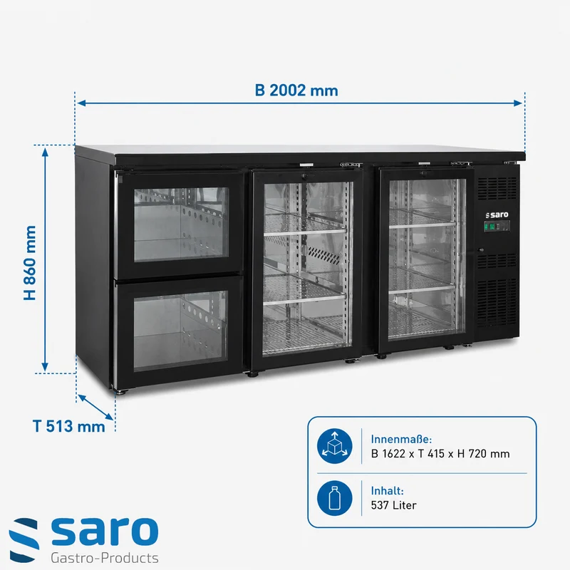 Saro Barkühler mit 2 Glastüren und 2 Schubladen, BC 3100 G S2