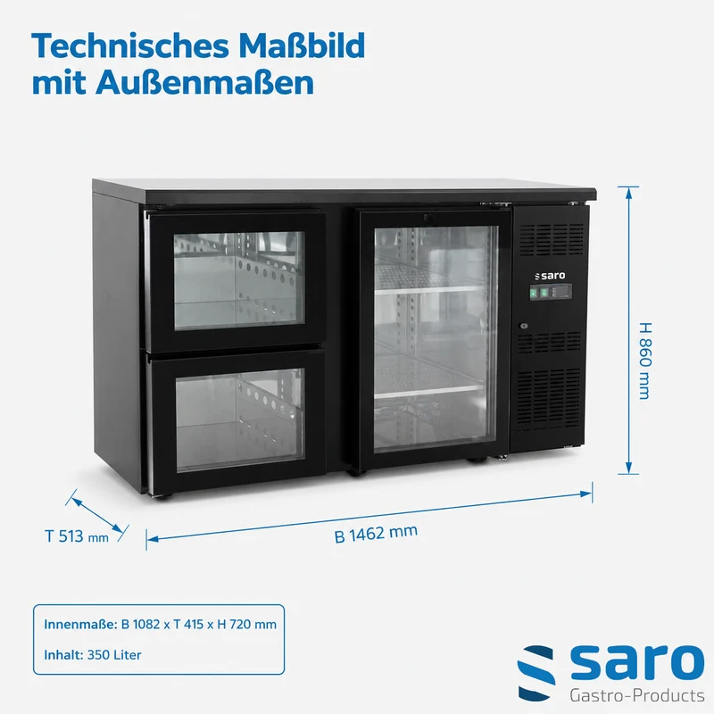 Saro Barkühler mit 1 Glastür und 2 Schubladen, BC 2100 G S2