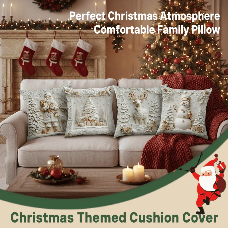 DecorCovers | 3D Kerst Decoratieve Hoezen Set van 4 Eenheden