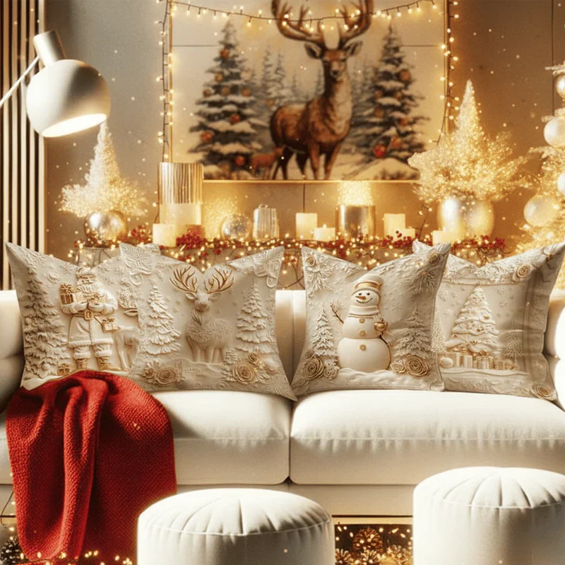 DecorCovers | 3D Kerst Decoratieve Hoezen Set van 4 Eenheden