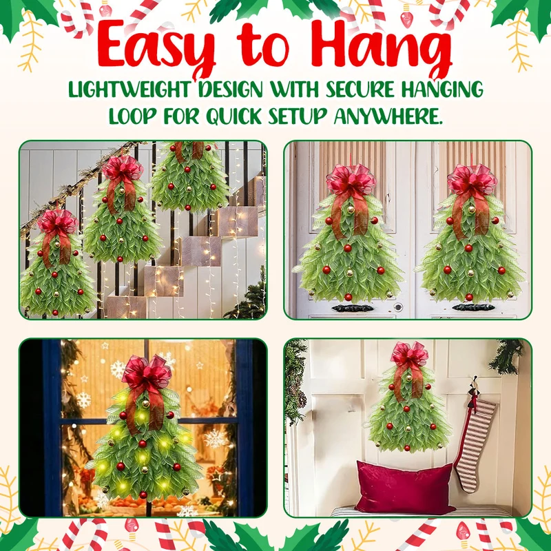 InverTree | Kerstboom Krans met LED Verlichting en Strik