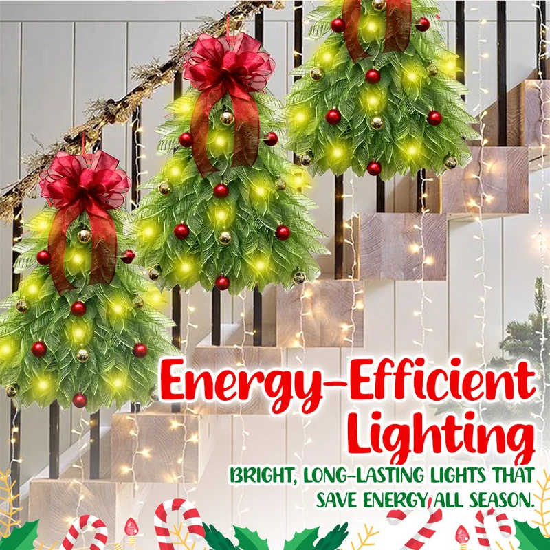InverTree | Kerstboom Krans met LED Verlichting en Strik