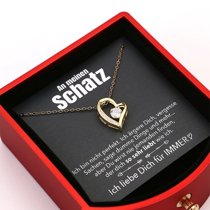 EternalBloom | Romantische Rozenbox met 14k Witgouden Hartketting en Liefdesbriefje