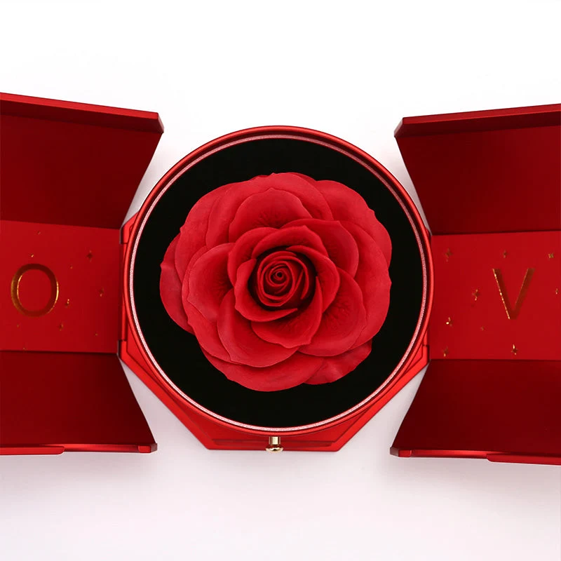 EternalBloom | Romantische Rozenbox met 14k Witgouden Hartketting en Liefdesbriefje