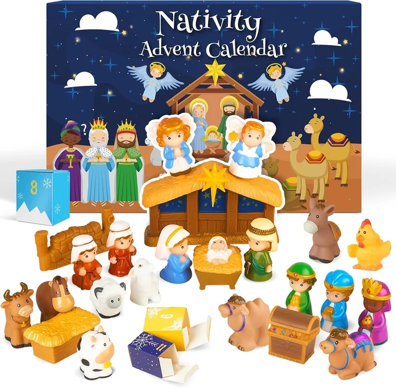 HeiligeNacht | 2025 Kerststal Adventskalender 25 Stukken Feestdecoratie