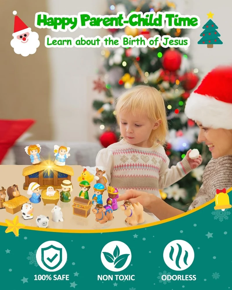 HeiligeNacht | 2025 Kerststal Adventskalender 25 Stukken Feestdecoratie