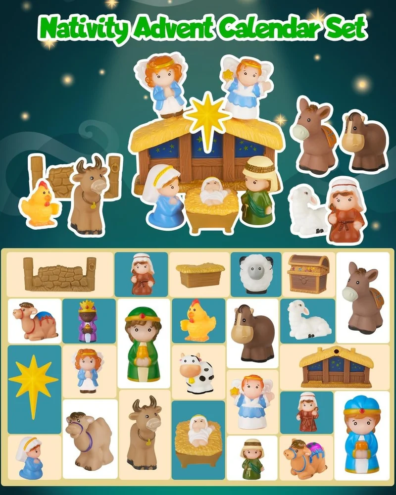 HeiligeNacht | 2025 Kerststal Adventskalender 25 Stukken Feestdecoratie