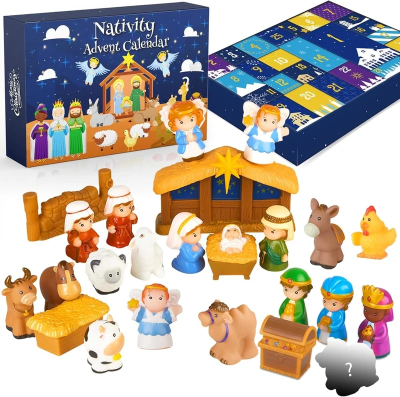 HeiligeNacht | 2025 Kerststal Adventskalender 25 Stukken Feestdecoratie