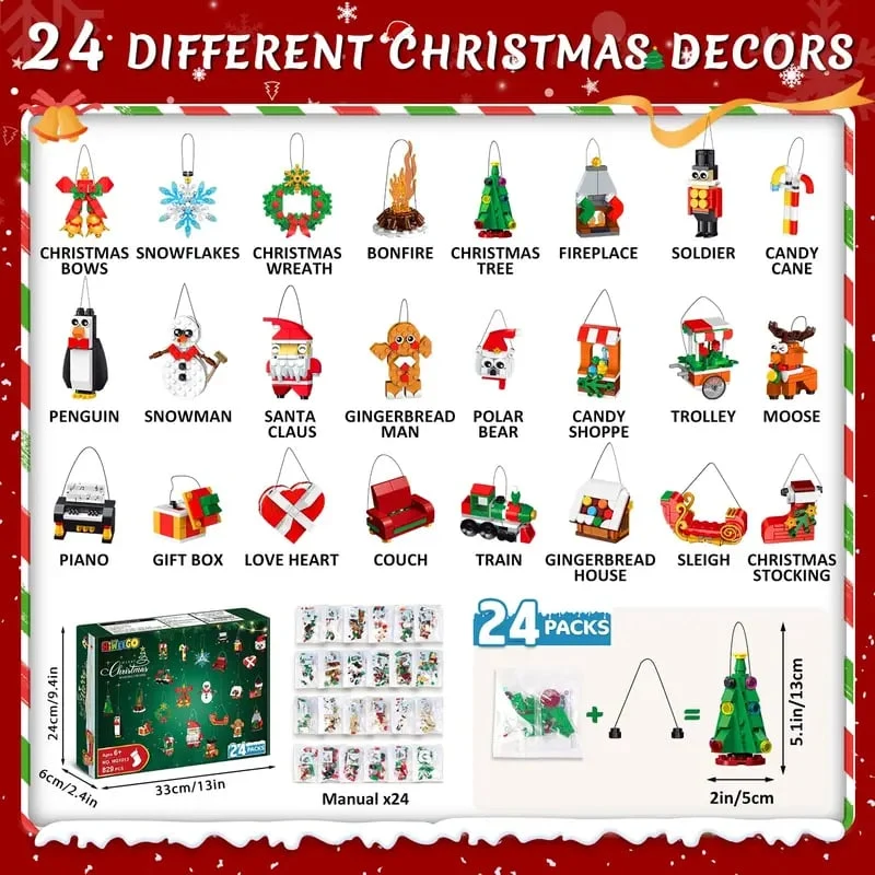 CraftVent | 24 Dagen Kerst Countdown Ornamenten Bouwset Adventkalender