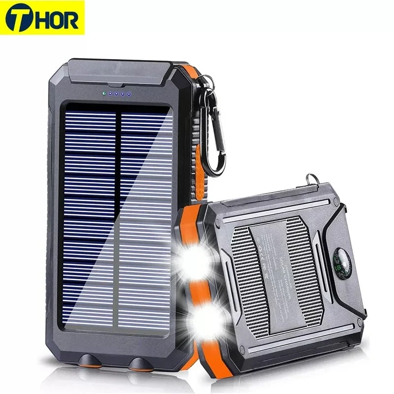 Zonnebatterij 8000mAh - Dubbele USB, Waterdicht, Schokbestendig, LED