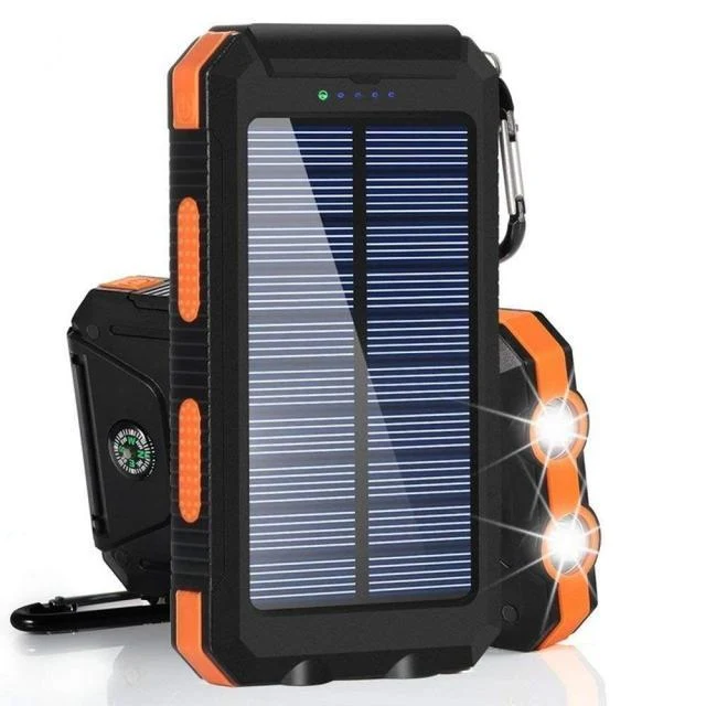 Zonnebatterij 8000mAh - Dubbele USB, Waterdicht, Schokbestendig, LED