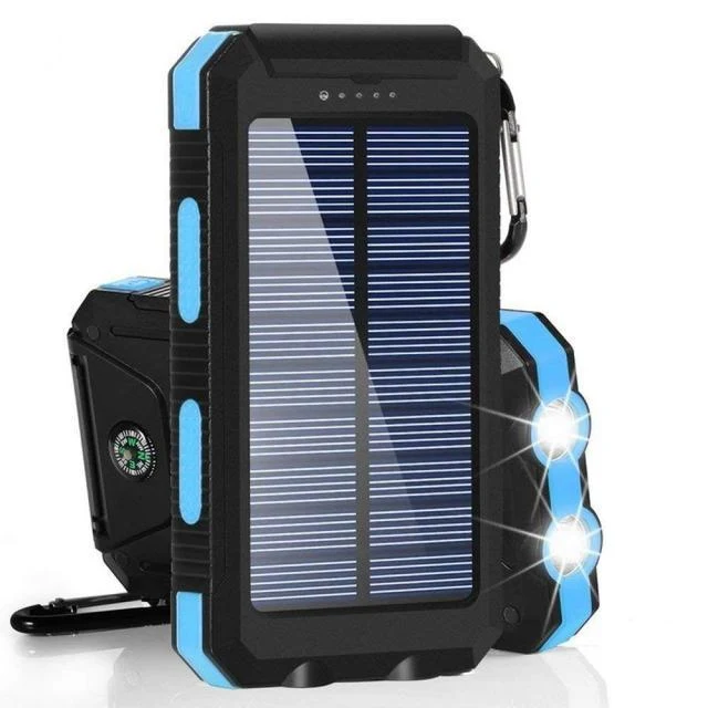 Zonnebatterij 8000mAh - Dubbele USB, Waterdicht, Schokbestendig, LED