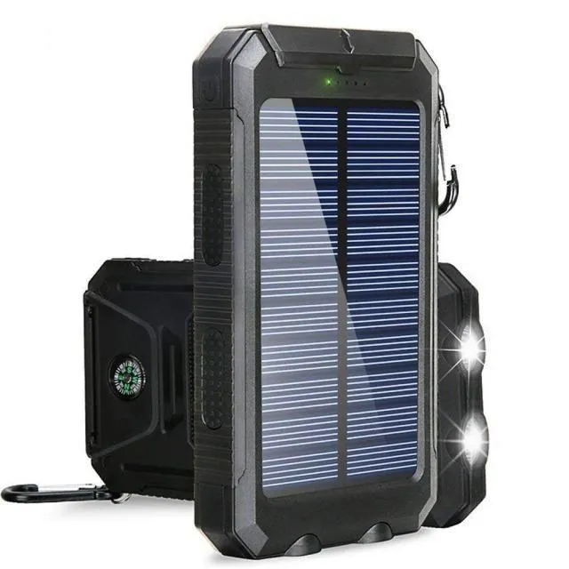 Zonnebatterij 8000mAh - Dubbele USB, Waterdicht, Schokbestendig, LED