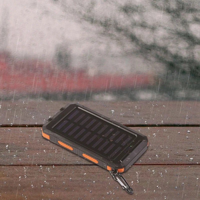 Waterdichte Schokbestendige Zonnebatterij 10.000 mAh | Zonne-oplaadbaar
