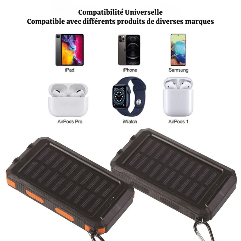 Waterdichte Schokbestendige Zonnebatterij 10.000 mAh | Zonne-oplaadbaar
